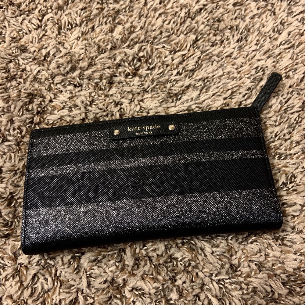 Kate Spade Black Glitter Wallet Card Holder